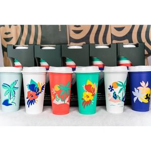 NWT Starbucks 16oz Tropical Hot Reusable 6 pack